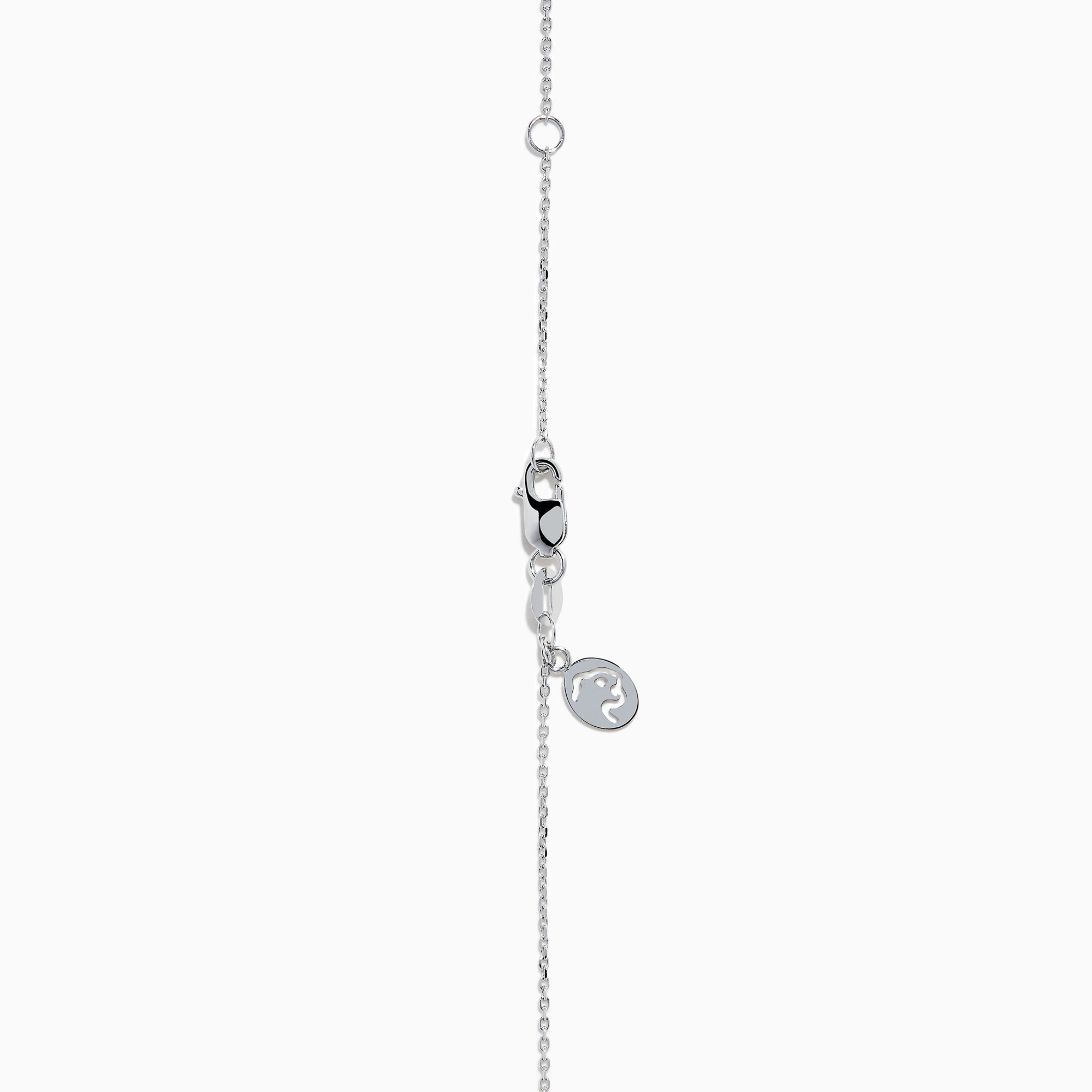 The Novelty 14K White Gold Diamond Elephant Necklace features an elephant-shaped pendant with sparkling stones on a delicate chain, showcased against a white background.