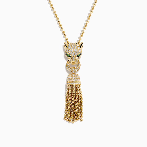 Web Exclusive 14K Yellow Gold Diamond and Emerald Lariat Tassel