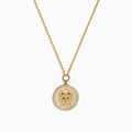 The Zodiac 14K Yellow Gold and Diamond Gemini Necklace features a round pendant with an engraved Gemini design, highlighted by sparkling diamonds for an elegant, refined look.