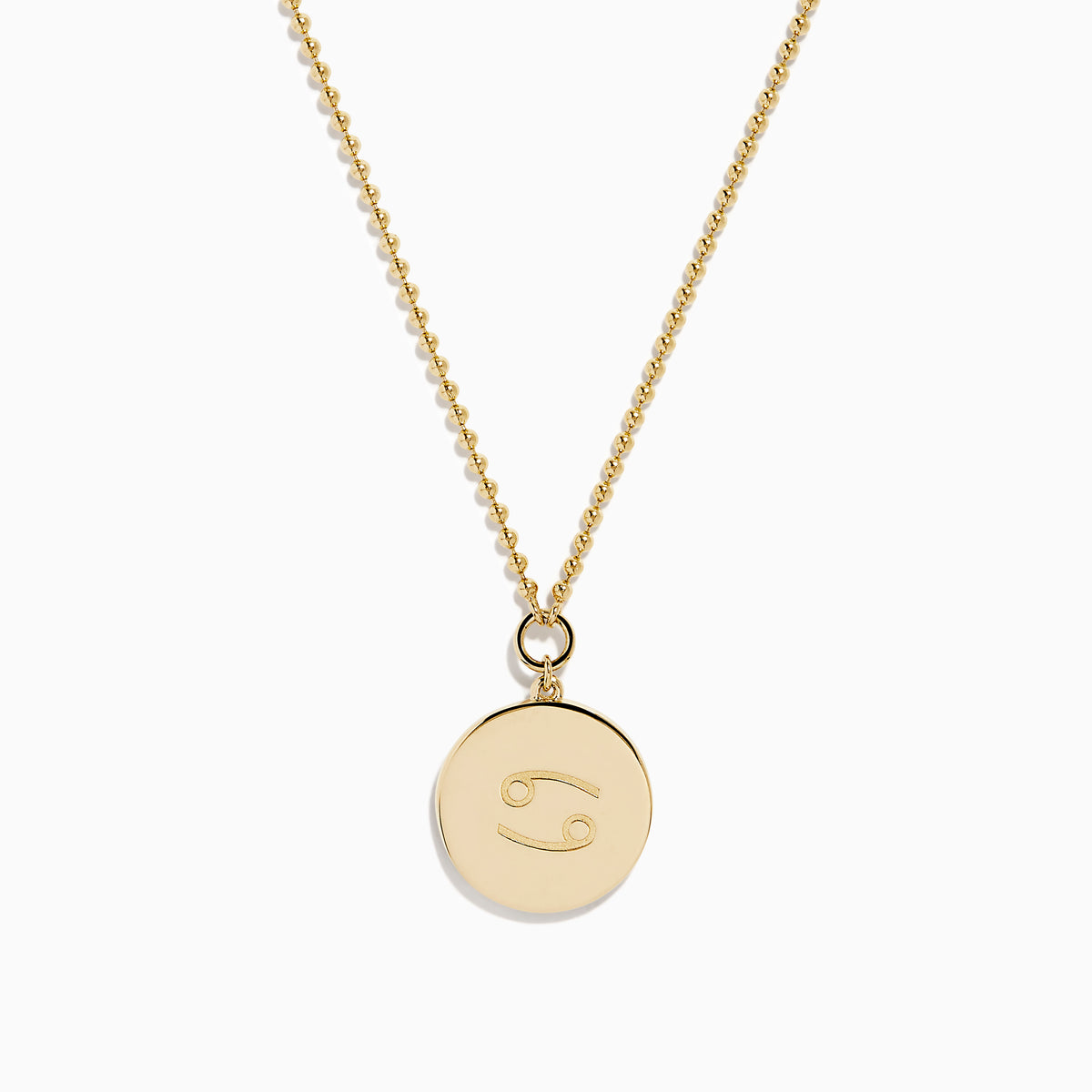 The Zodiac 14K Yellow Gold and Diamond Cancer Necklace features a round pendant with a winged cup design, accented by diamonds. Its delicate chain and zodiac style make it a perfect, personal accessory.