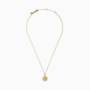 The Zodiac 14K Yellow Gold and Diamond Capricorn Necklace features a round engraved pendant framed by sparkling diamonds on a matching fine gold chain for an elegant look.