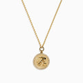 The Zodiac 14K Yellow Gold and Diamond Capricorn Necklace features a round engraved pendant framed by sparkling diamonds on a matching fine gold chain for an elegant look.