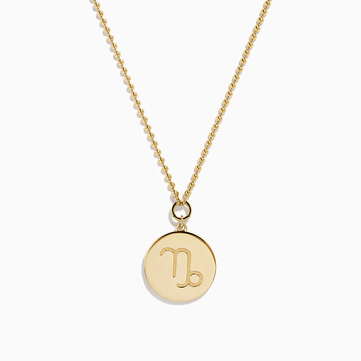 The Zodiac 14K Yellow Gold and Diamond Capricorn Necklace features a round engraved pendant framed by sparkling diamonds on a matching fine gold chain for an elegant look.