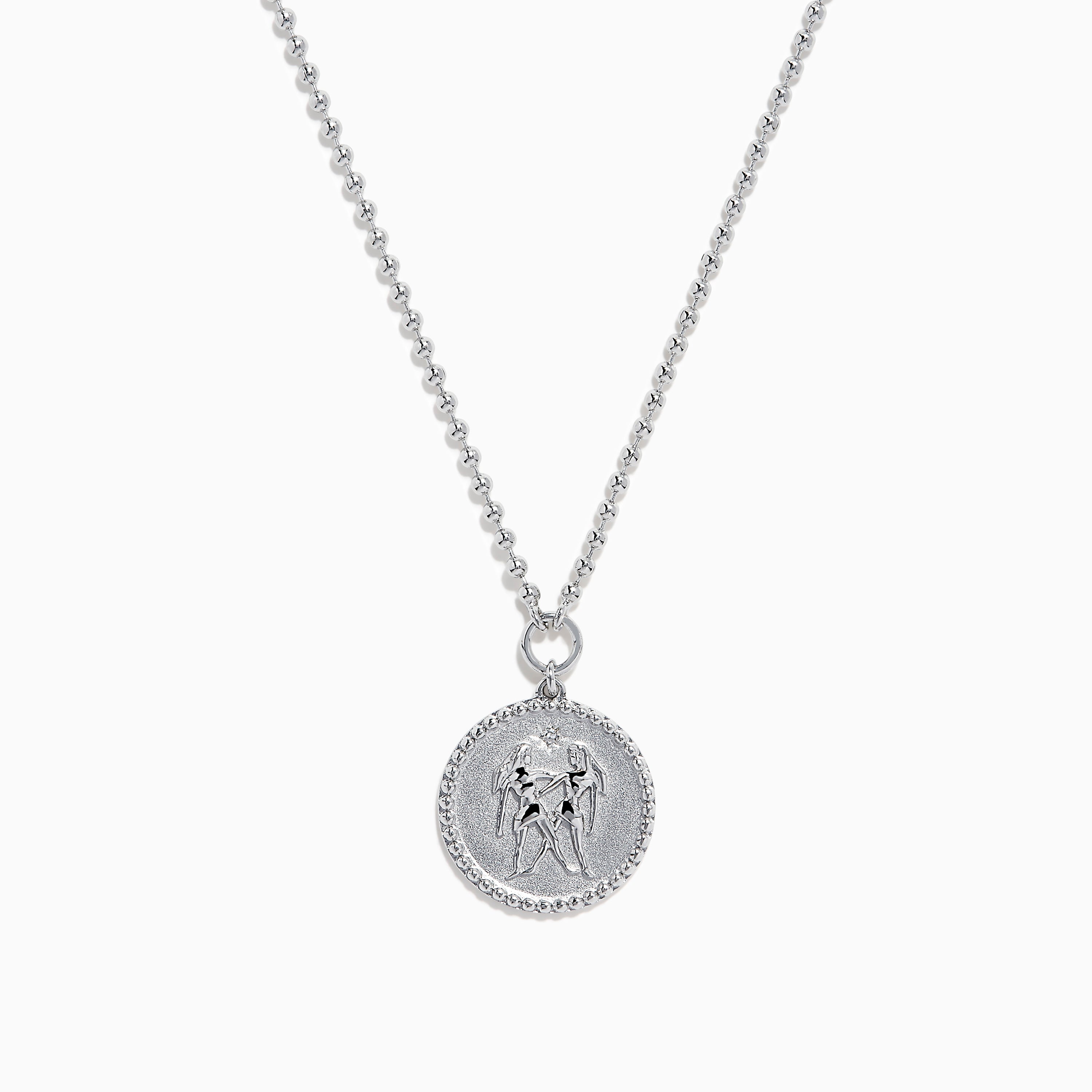 Zodiac 925 Sterling Silver and Diamond Gemini Necklace