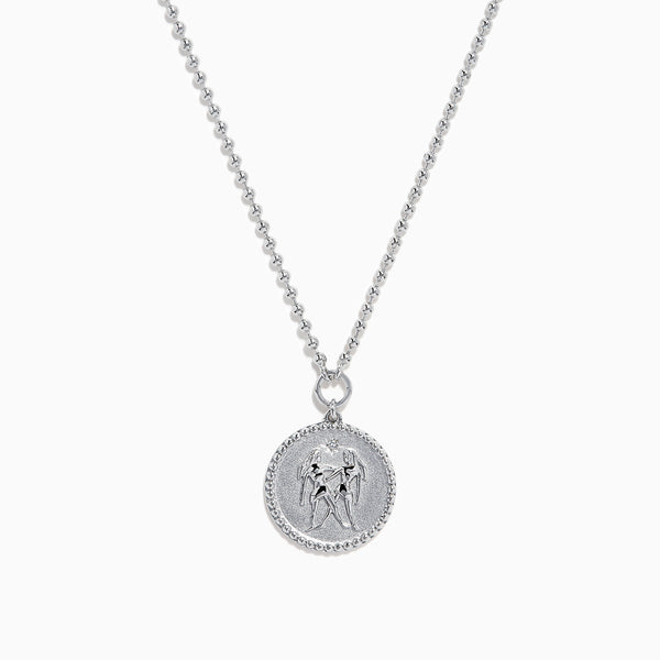 Zodiac 925 Sterling Silver and Diamond Gemini Necklace