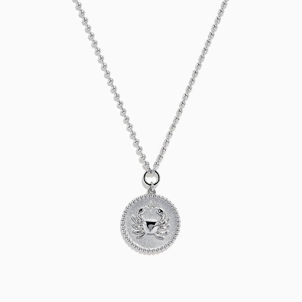 Zodiac 925 Sterling Silver and Diamond Cancer Necklace