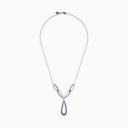14K White Gold Blue and White Diamond Pavé Y-Drop Necklace
