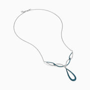 14K White Gold Blue and White Diamond Pavé Y-Drop Necklace