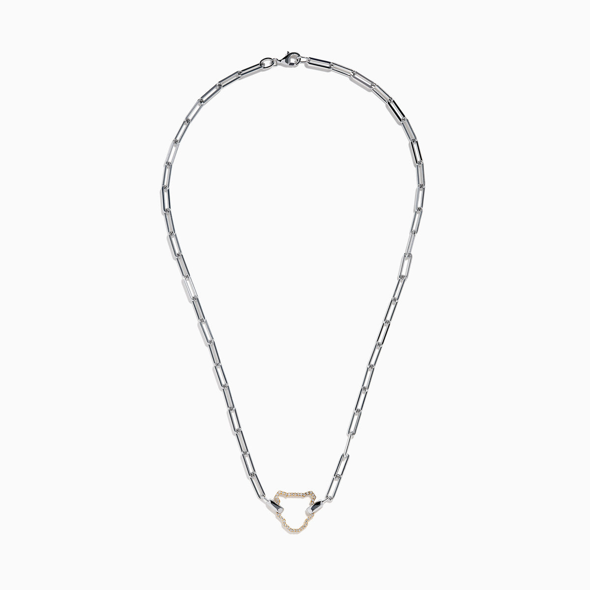 Signature Sterling Silver & 14K Gold Diamond Silhouette Paperclip Necklace