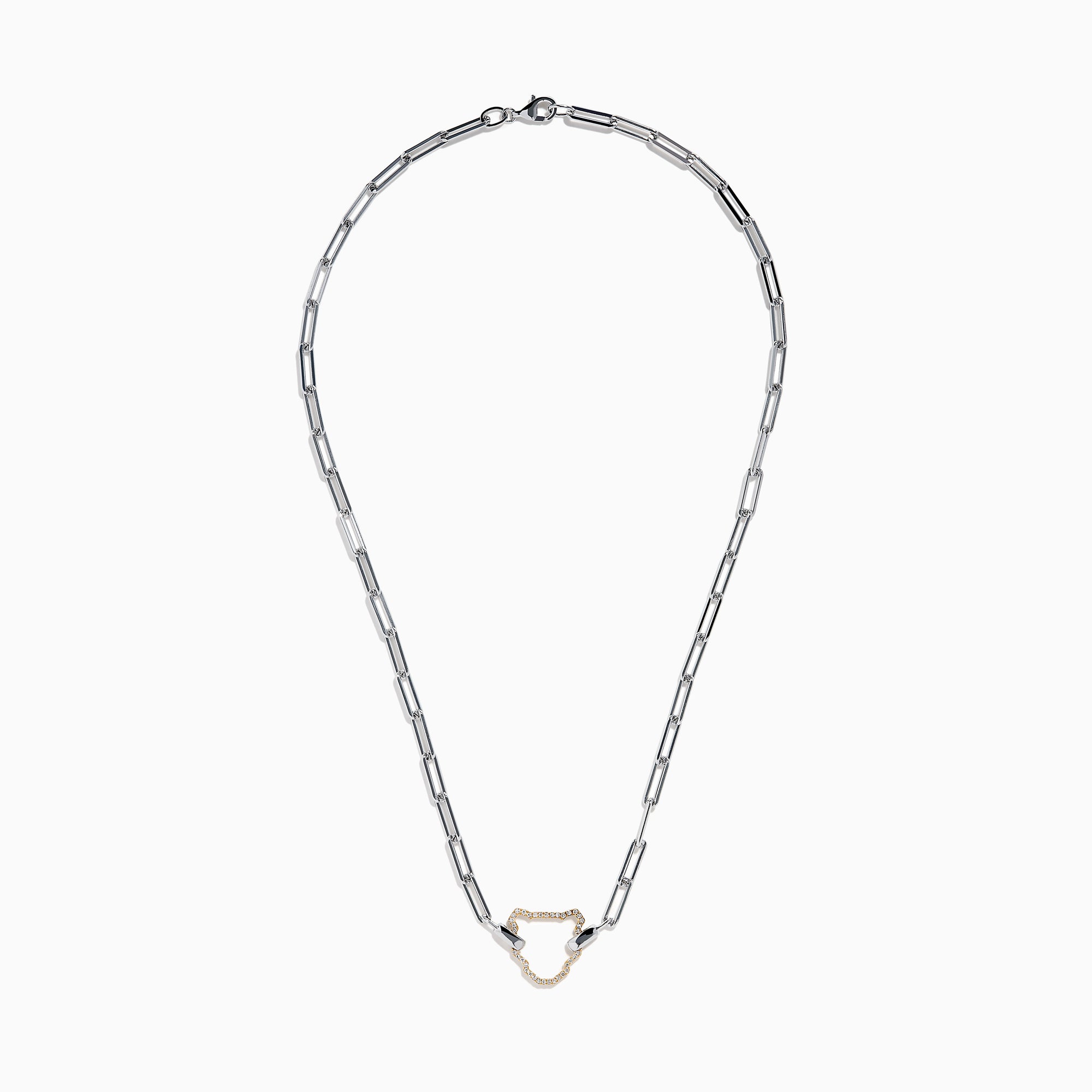 Signature Sterling Silver & 14K Gold Diamond Silhouette Paperclip Necklace