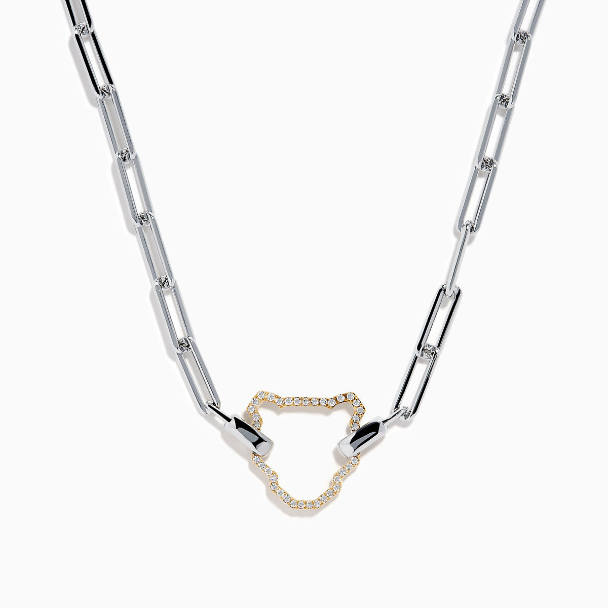 Signature Sterling Silver & 14K Gold Diamond Silhouette Paperclip Necklace
