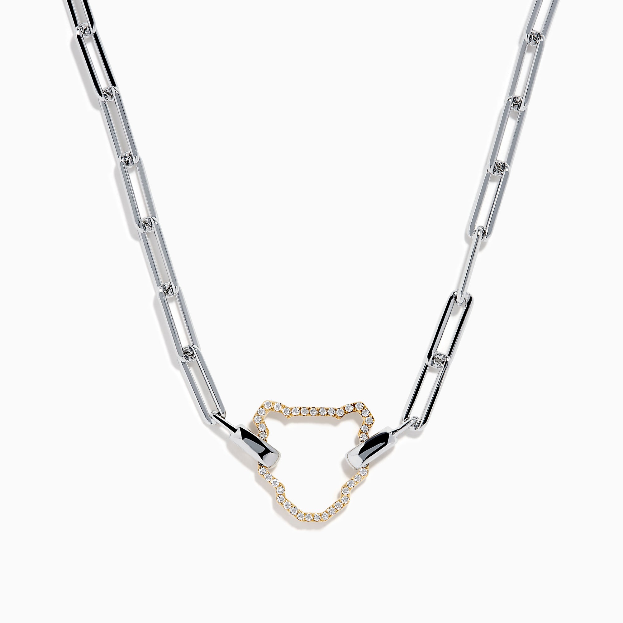 Signature Sterling Silver & 14K Gold Diamond Silhouette Paperclip Necklace