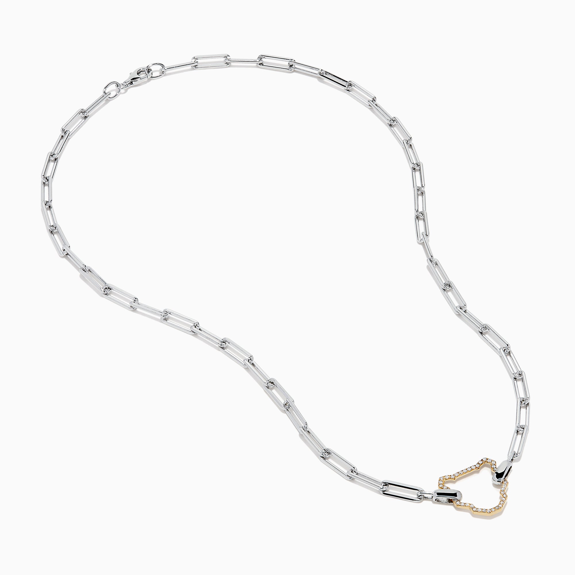 Signature Sterling Silver & 14K Gold Diamond Silhouette Paperclip Necklace