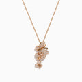 The Pave Rose 14K Rose Gold Diamond Multi Butterfly Pendant features a rose gold chain with a butterfly pendant adorned with sparkling white diamonds in a cascading design, set against a plain white background.