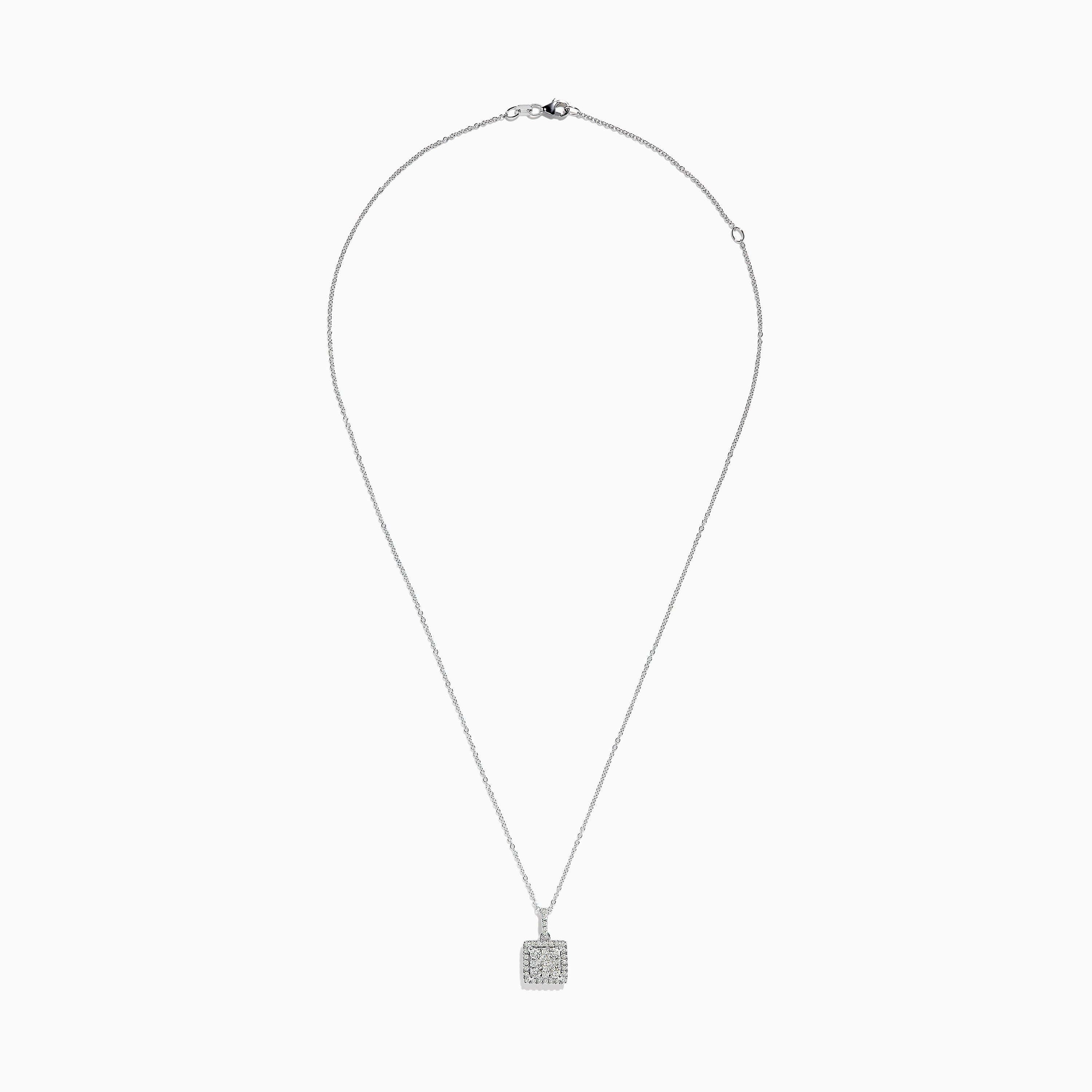 Bouquet 14K White Gold Square Diamond Cluster Pendant 0.74