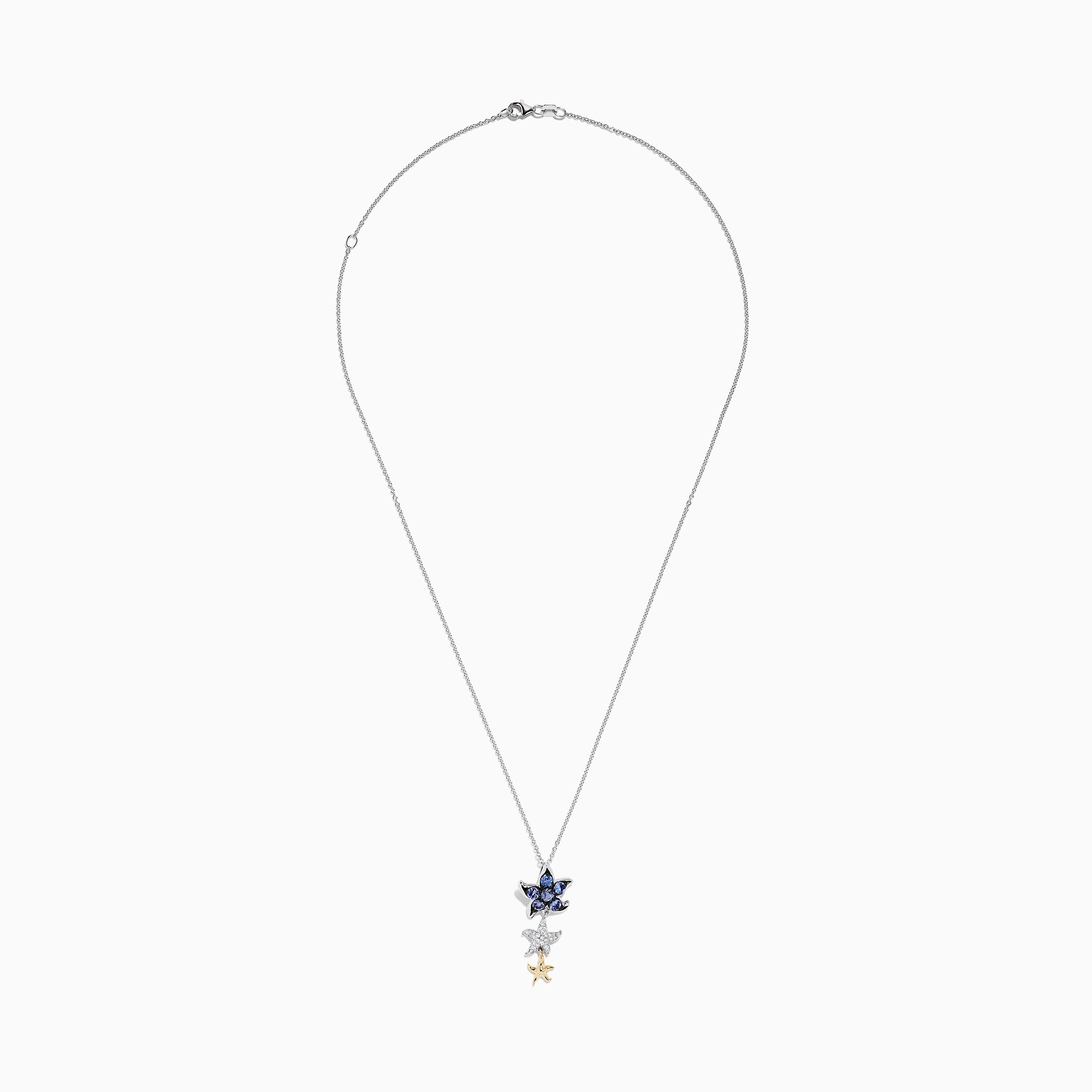 Seaside 14K Two-Tone Gold Tanzanite and Diamond Starfish Pendant