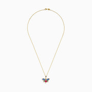 The Safari 14K Yellow Gold Dragon Fly Pendant features sapphire, emerald, ruby, and diamond gemstones on a yellow gold necklace, displayed against a white background.