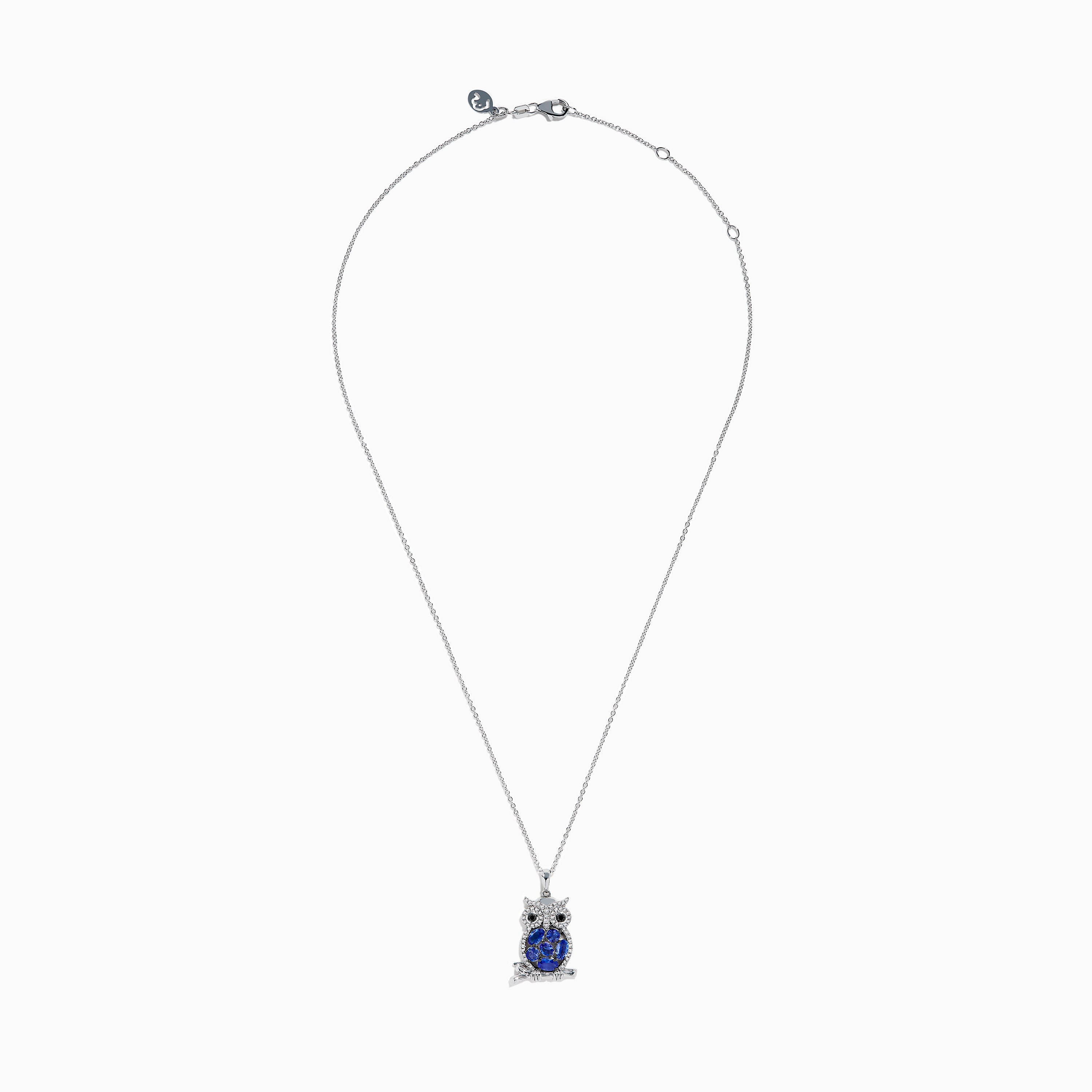 Nahla 925 Silver Tanzanite and Black Diamond Owl Pendant