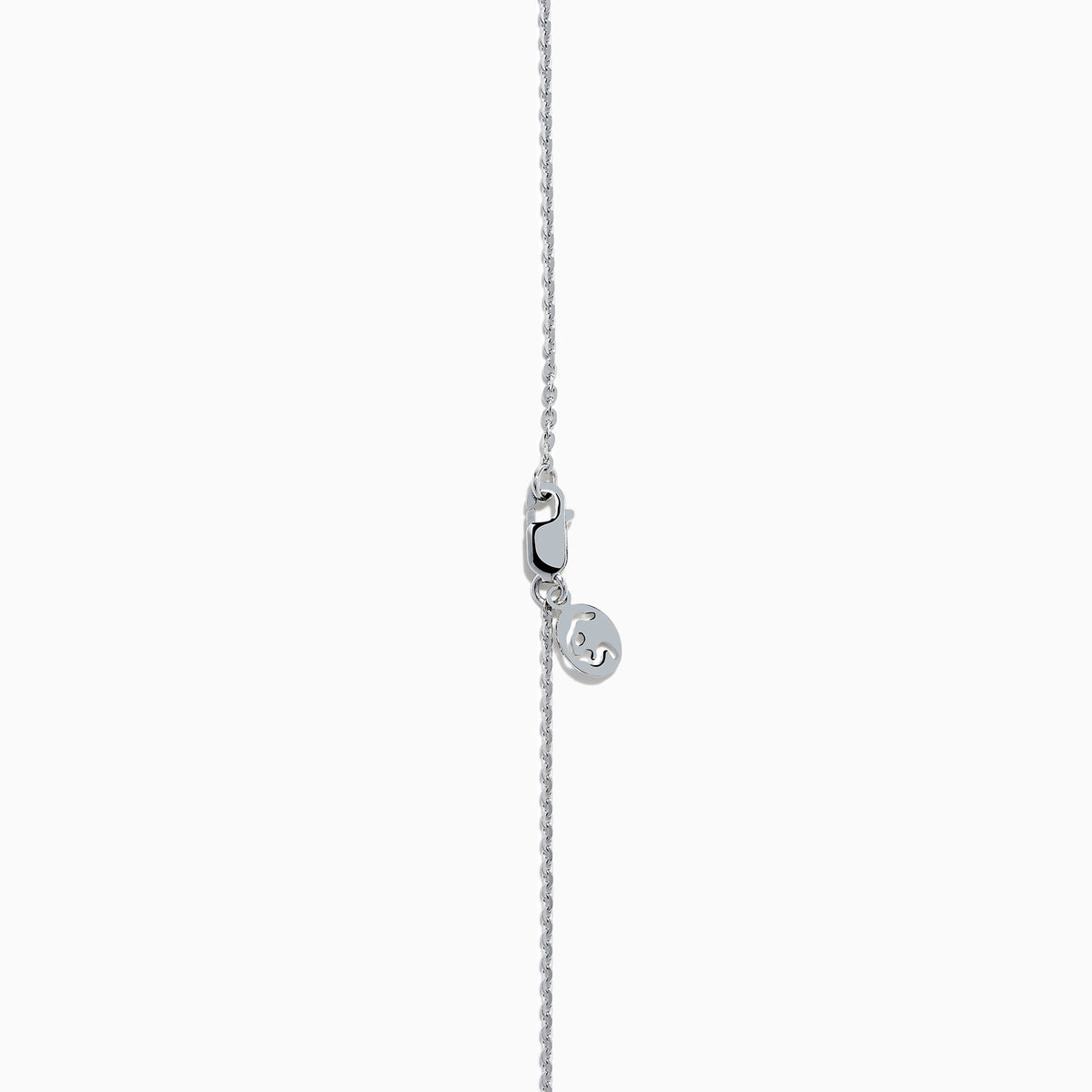 The 14K White Gold Black and White Diamond Halo Pendant features a central black diamond encircled by a halo of white diamonds, shown against a plain white background.