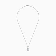 The Classique 14K White Gold Pendant features a square-shaped diamond on a thin silver chain, with smaller diamonds on the bale, all crafted in 14K white gold and displayed against a white background.
