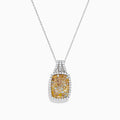 The Canare 14K 2-Tone Gold Pendant features a cushion-shaped cluster of yellow and white diamonds bordered by white diamonds, hanging from a thin chain.