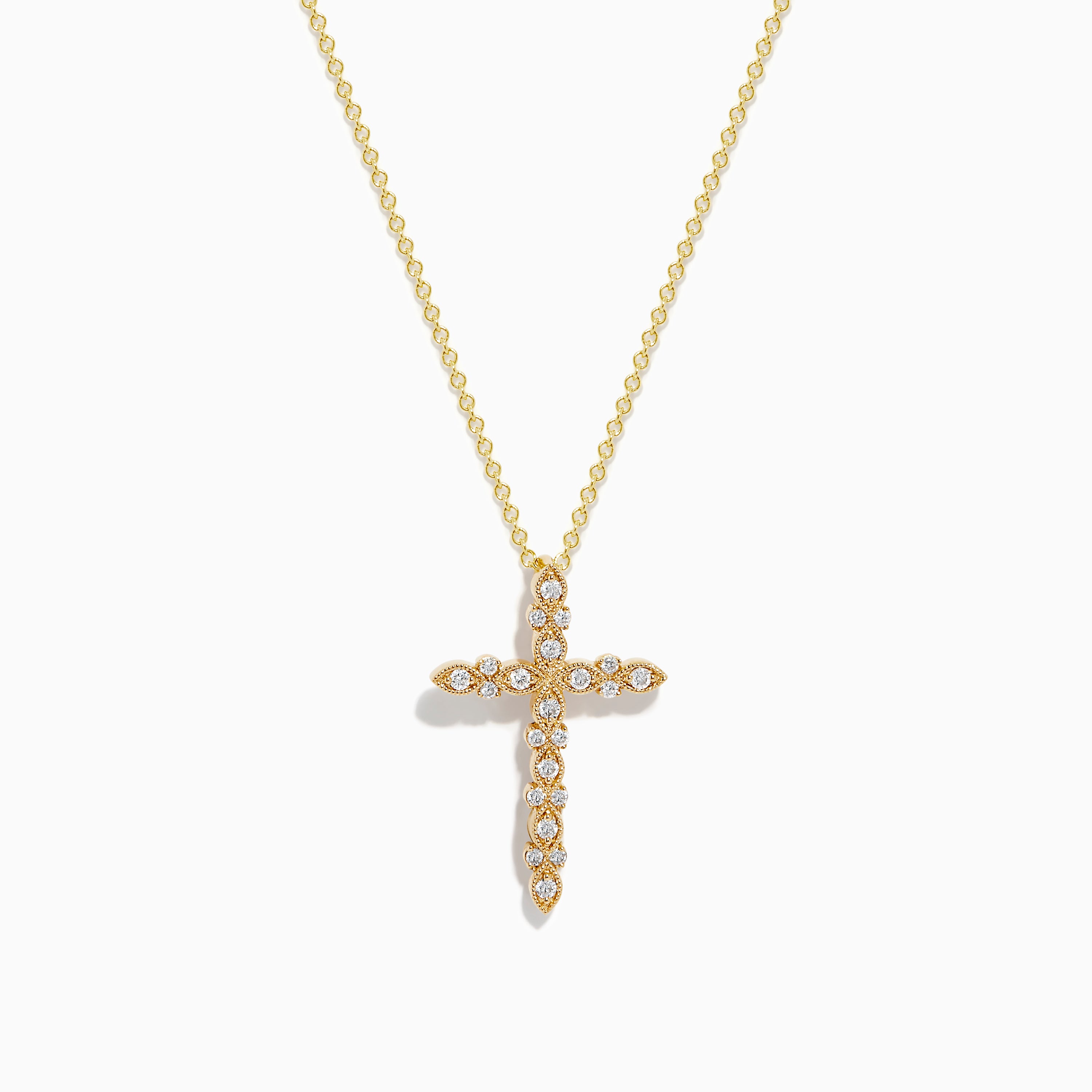 Effy D'Oro 14K Yellow Gold Diamond Cross Pendant