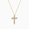 The DOro 14K Yellow Gold Diamond Cross Pendant features small round diamonds set in a cross design, shown against a white background.