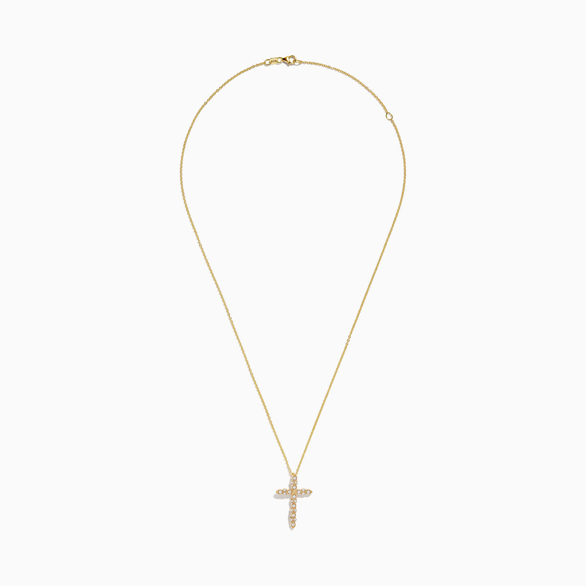 The DOro 14K Yellow Gold Diamond Cross Pendant features small round diamonds set in a cross design, shown against a white background.
