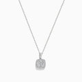 The Classique 14K White Gold Diamond Pendant (0.31 TCW) features a thin chain and a square-shaped, diamond-encrusted pendant, beautifully displayed against a plain white background.