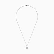The Classique 14K White Gold Diamond Pendant (0.31 TCW) features a thin chain and a square-shaped, diamond-encrusted pendant, beautifully displayed against a plain white background.