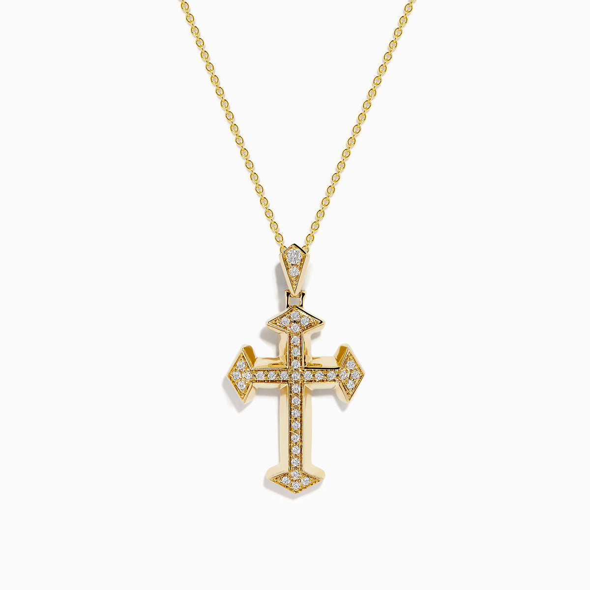14K Yellow Gold Diamond Cross Pendant