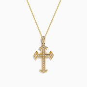 14K Yellow Gold Diamond Cross Pendant