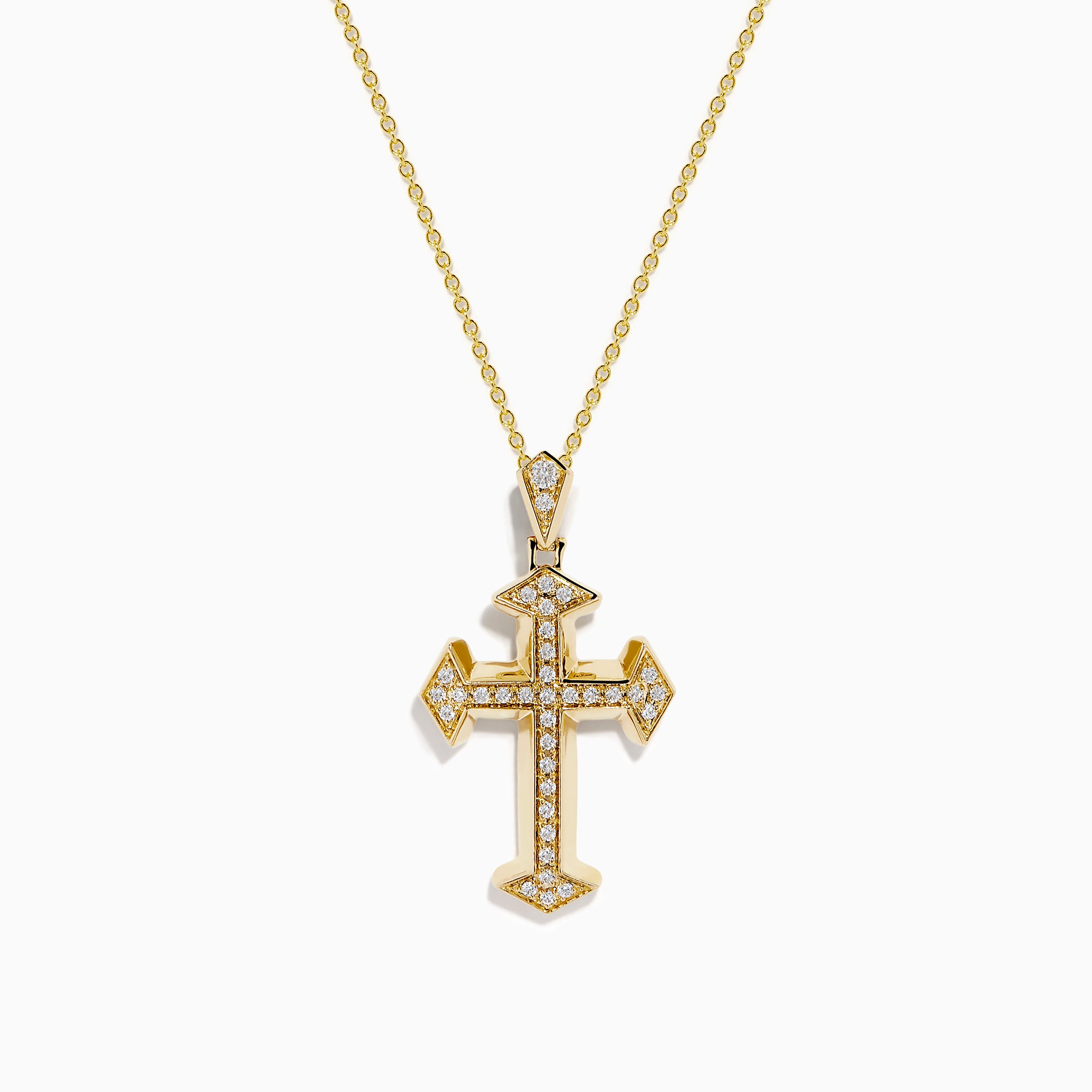 14K Yellow Gold Diamond Cross Pendant