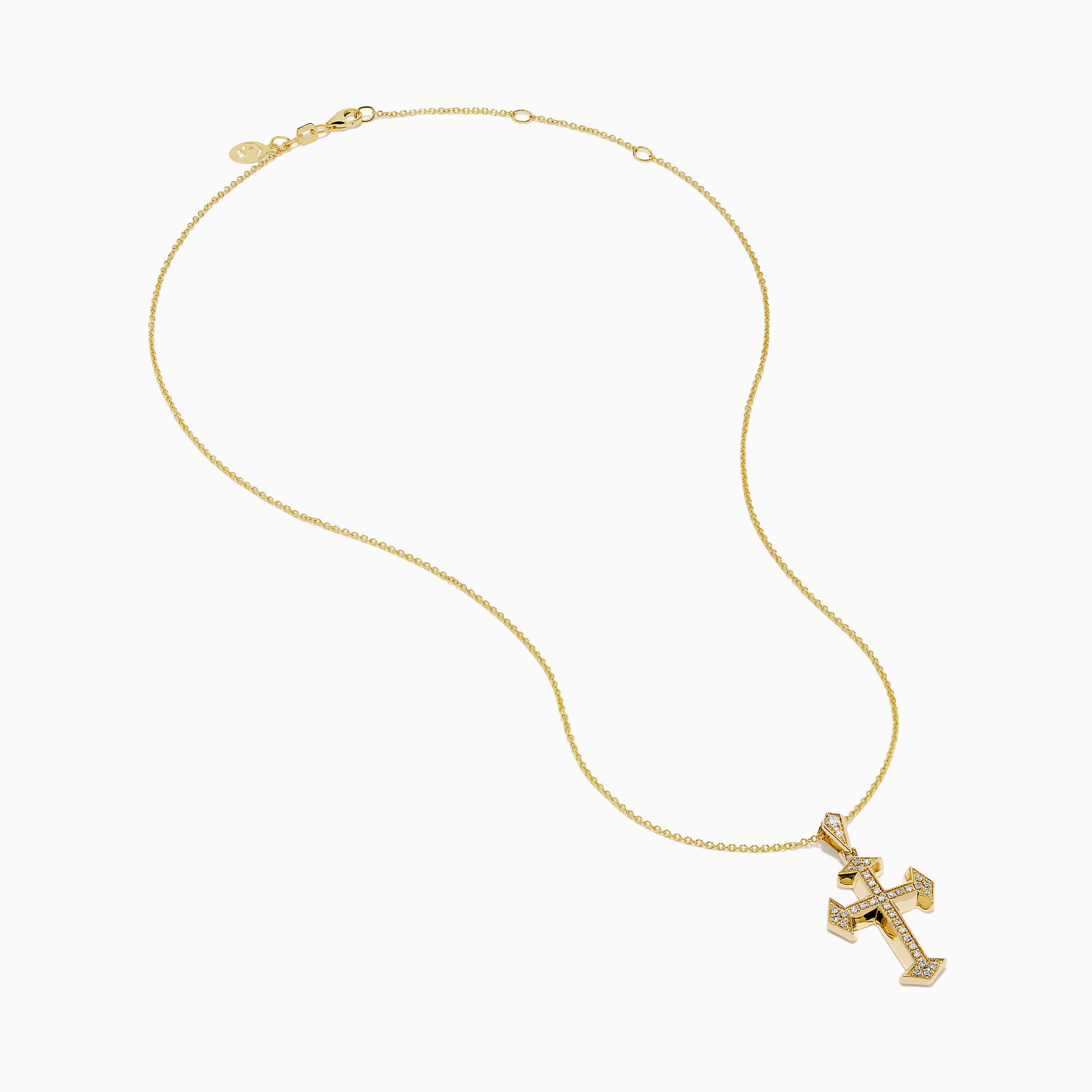 14K Yellow Gold Diamond Cross Pendant