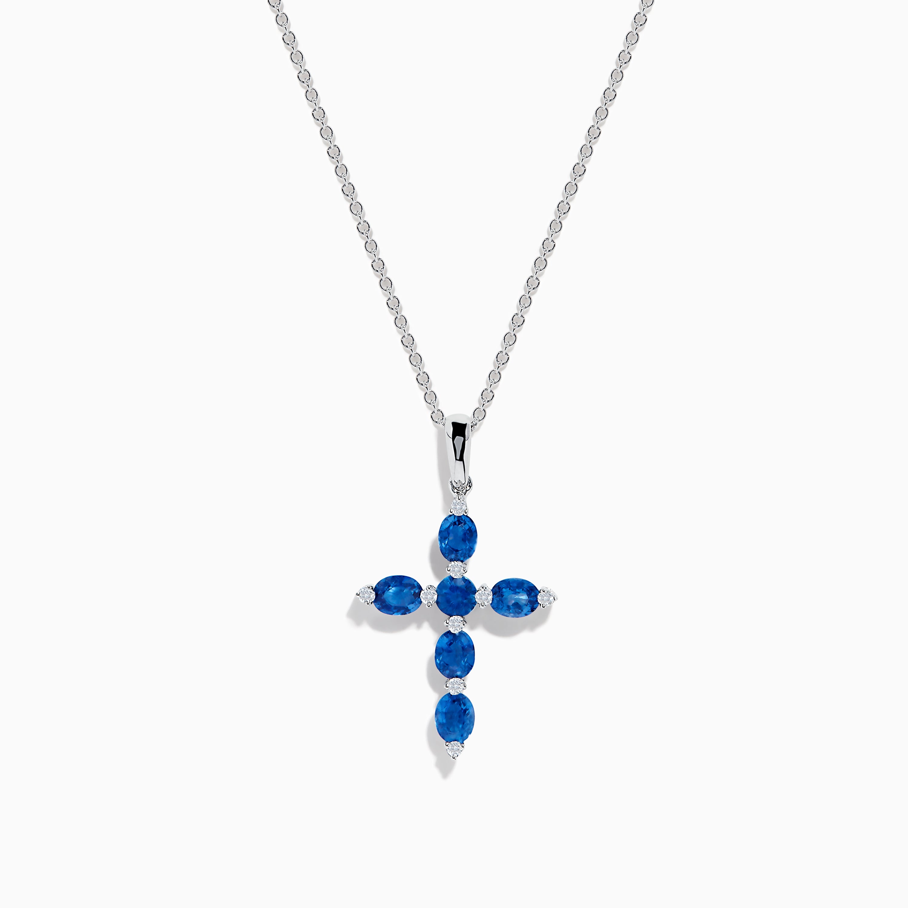Royal Bleu 14K White Gold Blue Sapphire Cross Pendant