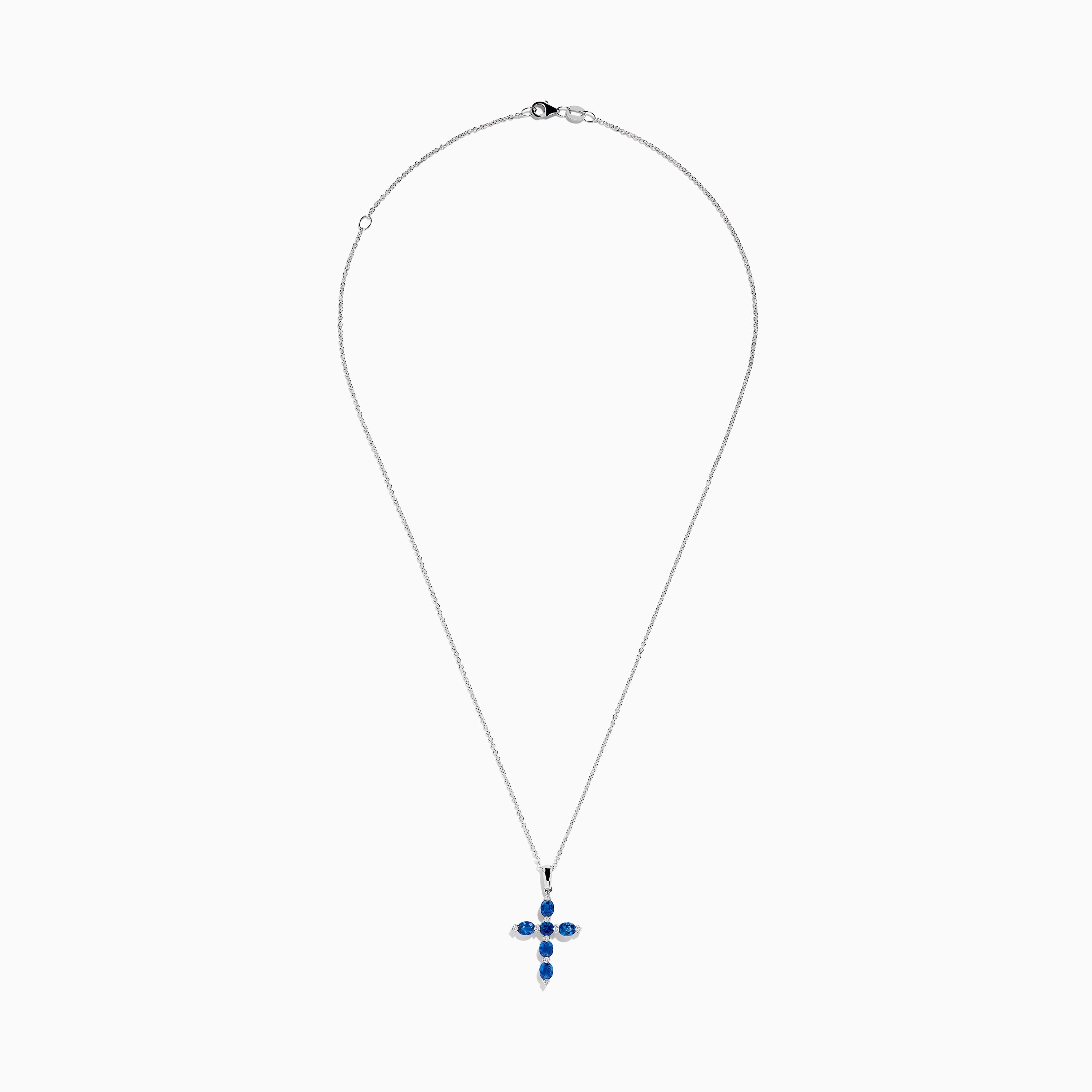 Royal Bleu 14K White Gold Blue Sapphire Cross Pendant