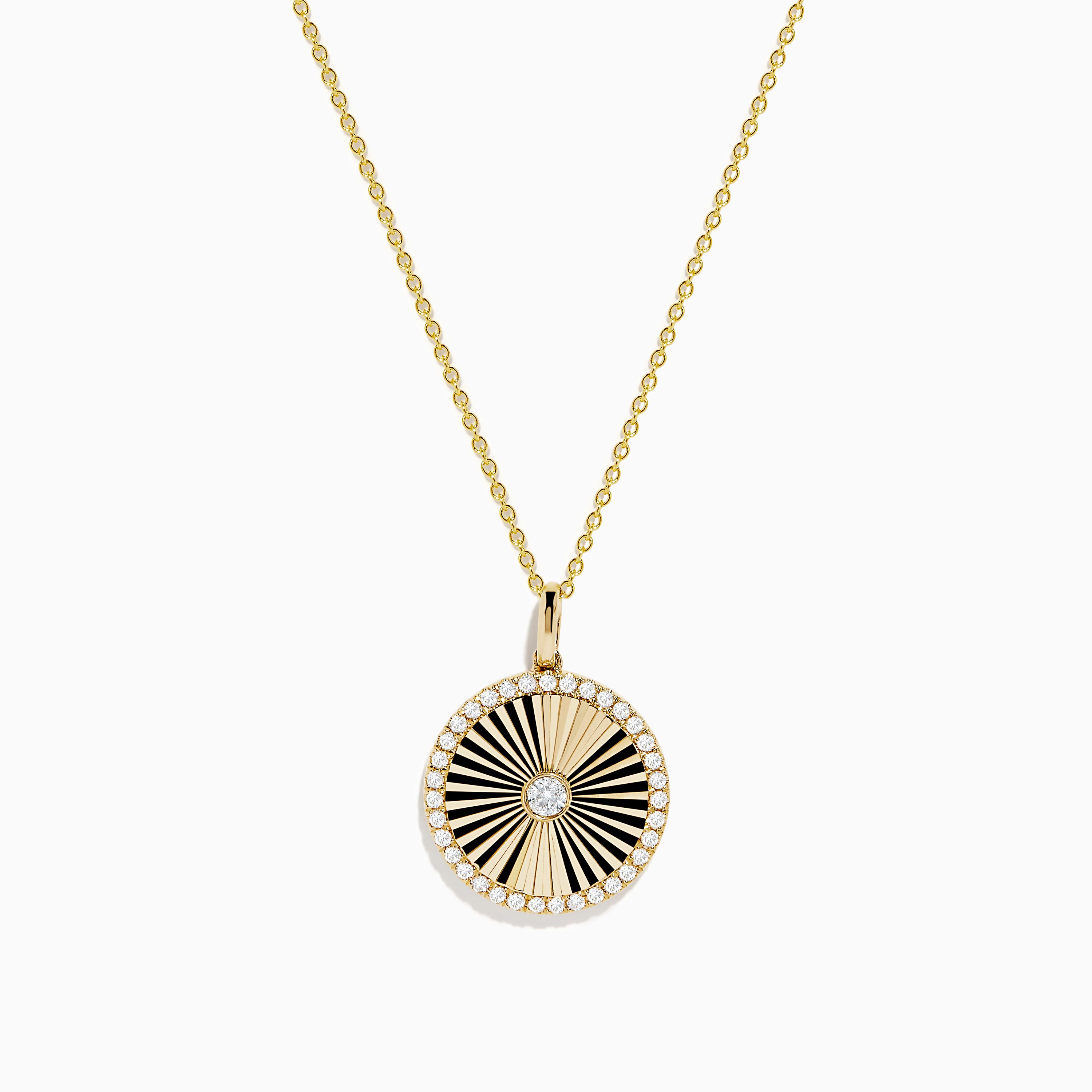 D'oro 14K Yellow Gold Diamond Coin Pendant –