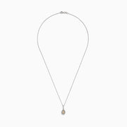 The Canare 18K Two-Tone Gold Teardrop Pendant features a yellow diamond, white diamonds, and a single clear stone above, all elegantly set and hanging from a fine chain.