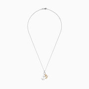 The Seaside 14K 3 Color Gold Diamond 3 Anchor Pendant showcases three anchor charms—one adorned with diamonds—crafted in tri-color gold, all suspended together in an elegant design.