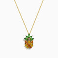 The 14K Yellow Gold Multi Sapphire, Tsavorite, and Diamond Pineapple Pendant features a colorful fruit-inspired design on a delicate chain—a vibrant statement accessory.