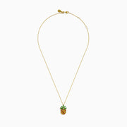 The 14K Yellow Gold Multi Sapphire, Tsavorite, and Diamond Pineapple Pendant features a colorful fruit-inspired design on a delicate chain—a vibrant statement accessory.