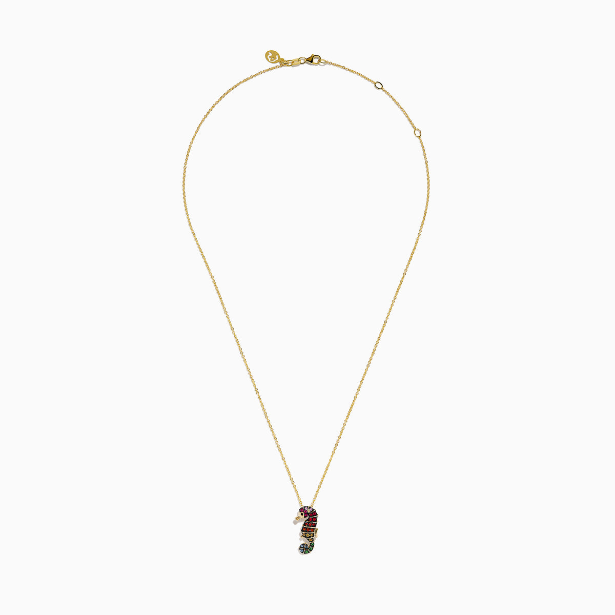 Watercolors 14K Yellow Gold Multi Sapphire Seahorse Pendant