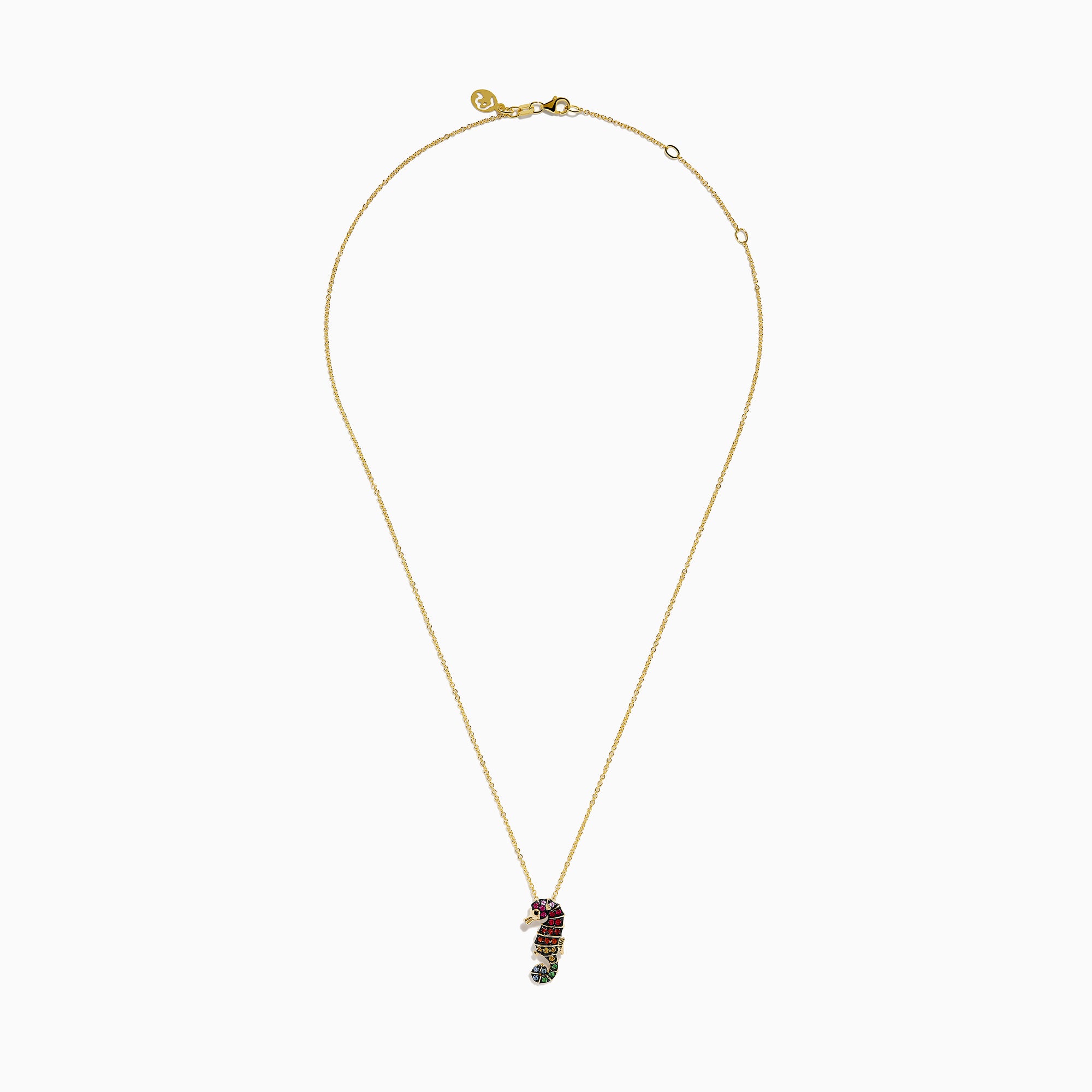 Watercolors 14K Yellow Gold Multi Sapphire Seahorse Pendant