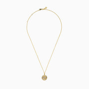 The Novelty 14K Yellow Gold Diamond Evil Eye Pendant features a round design with a raised sunburst and eye motif, accented by sparkling diamonds—an elegant twist on classic evil eye jewelry.