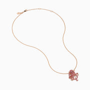 The 14K Rose Gold Pink Sapphire and Black Diamond Pavé Octopus Pendant features a body and tentacles adorned with pink sapphires, shown against a white background.