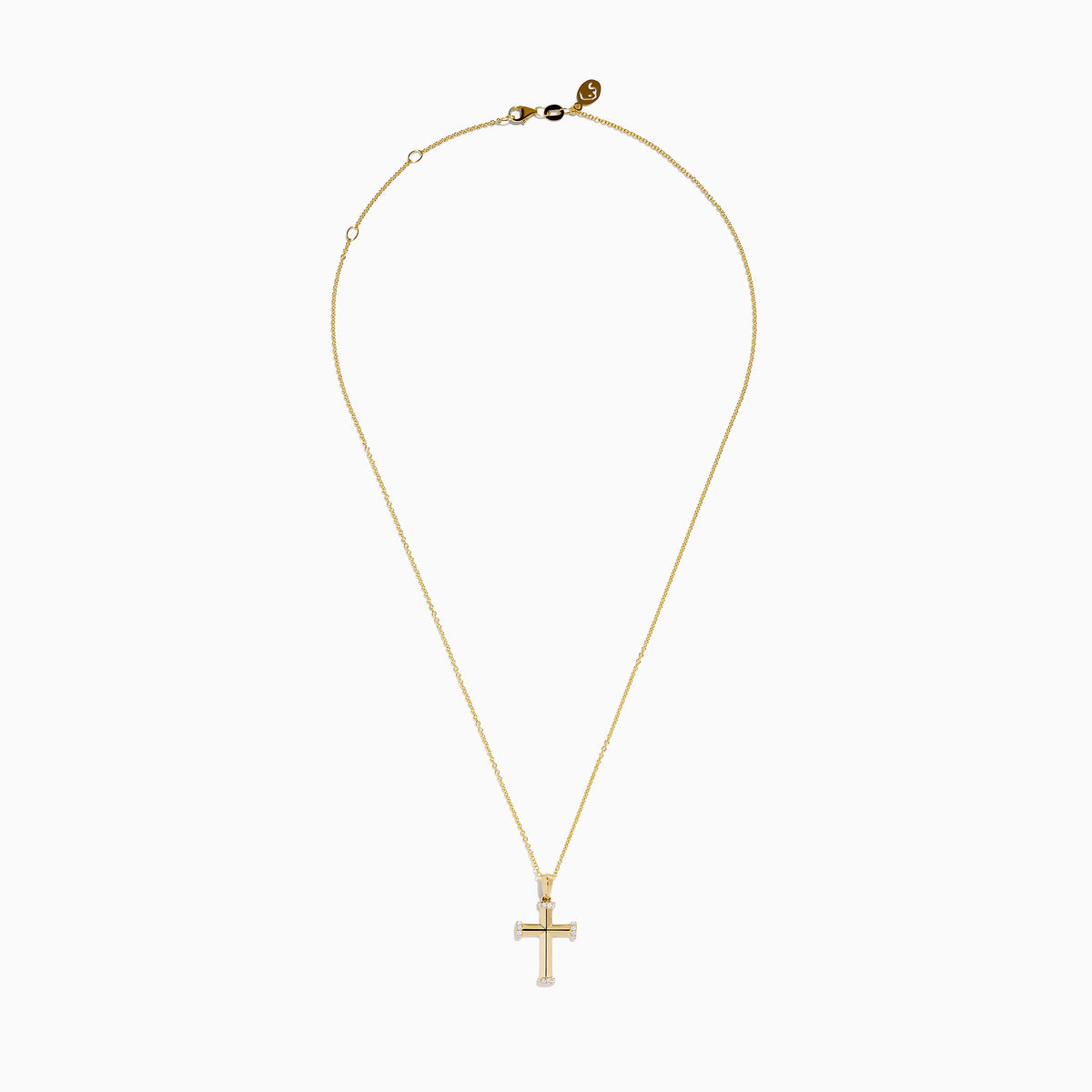 14K Yellow Gold Diamond Polished Cross Pendant