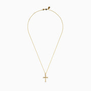 14K Yellow Gold Diamond Polished Cross Pendant