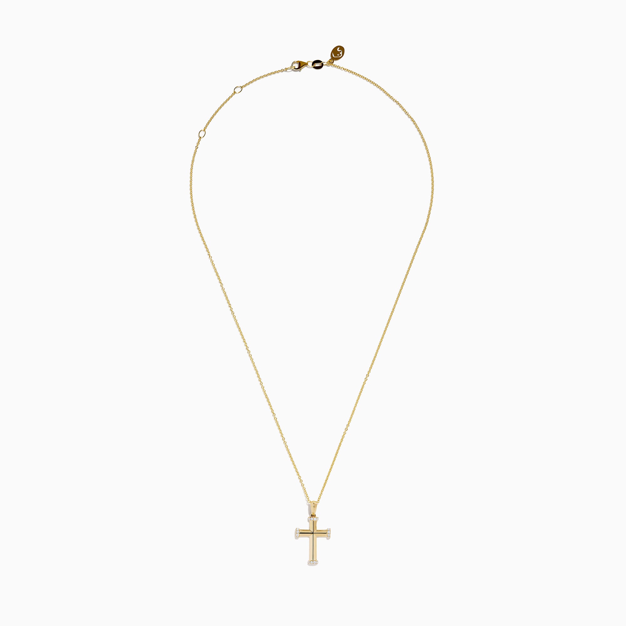 14K Yellow Gold Diamond Polished Cross Pendant