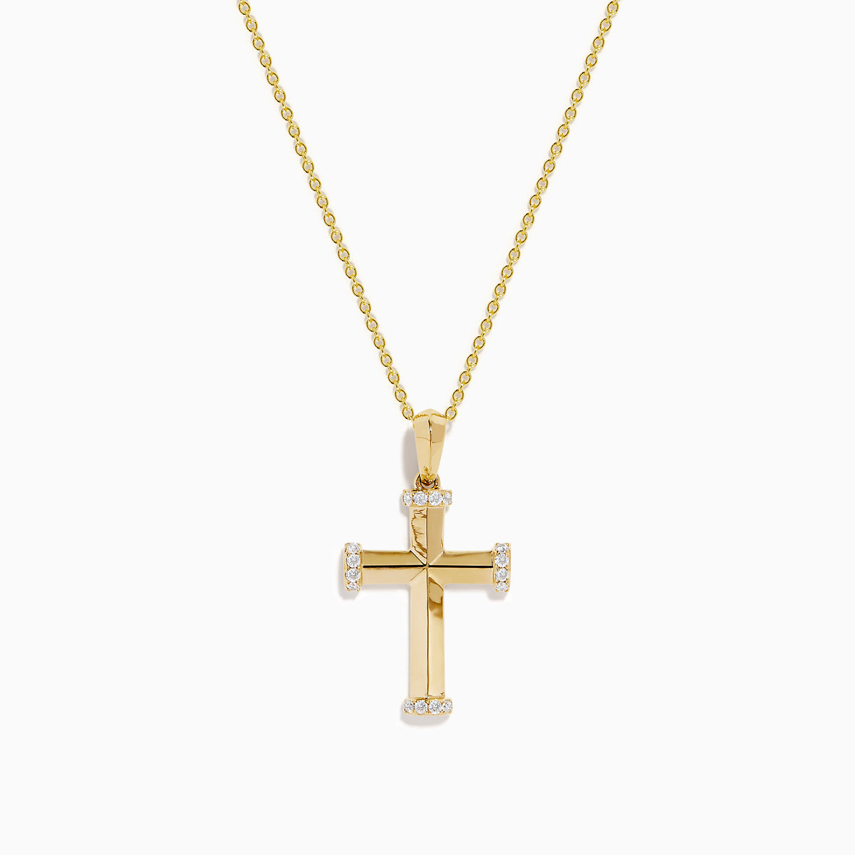 14K Yellow Gold Diamond Polished Cross Pendant