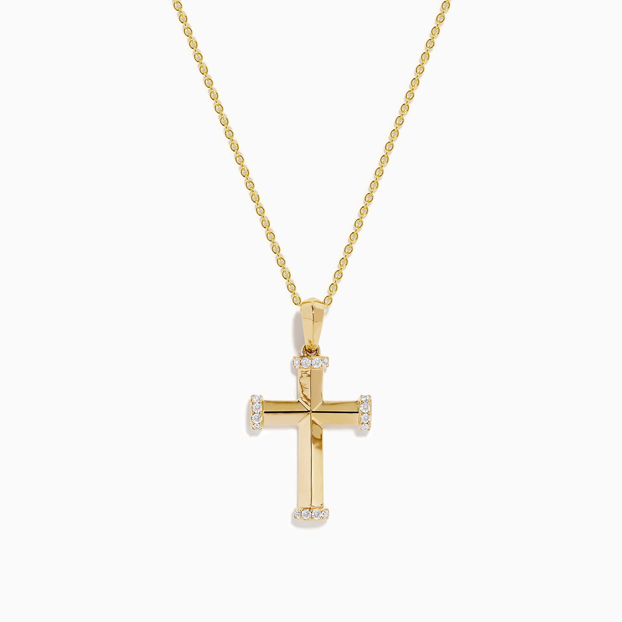 14K Yellow Gold Diamond Polished Cross Pendant